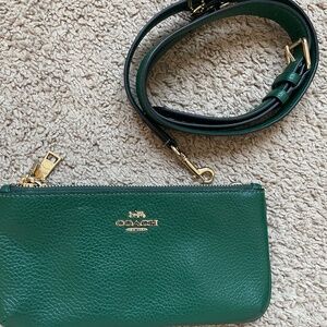 Coach Double Zip Crossbody Pebbled Leather Green